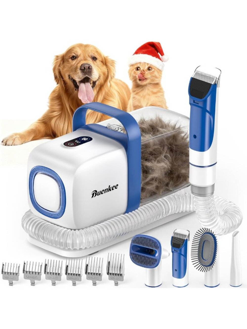 Powerful Dog Grooming Vacuum Kit with 15000Pa Suction, Shedding Brush & Clipper